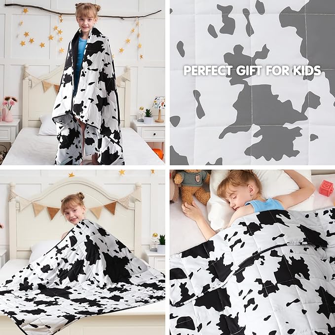yescool Highland Cow Print Weighted Blanket 3 Pounds Cooling Cow Blanket, Heavy Blanket for Sleeping, Throw Blanket Gifts Weighted Comforter for 20-40lbs, 36"x48"