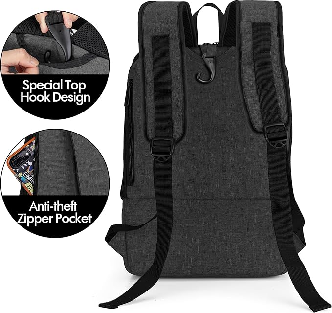 CURMIO Portable Oxygen Concentrators Backpack, POC Travel Carrying Bag with Mesh Panels for Breathability, Compatible for Inogen, Oxygo, Caire Units, Black, Bag Only