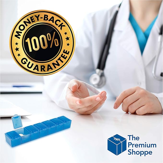 USA Merchant - 7 Day Pill Box Small with Snap Close Lids - Weekly Pill Organizer 4 Times a Day or 28 Day Dispenser - Comes with 4 Separate 7 Day Pill Containers for Vitamins, Supplements, and Medicine