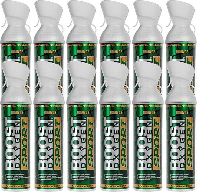 Boost Oxygen Large Sport Orange Aroma 10L Canister | Respiratory Support for Aerobic Recovery, Altitude, Performance & Health (12 Pack)