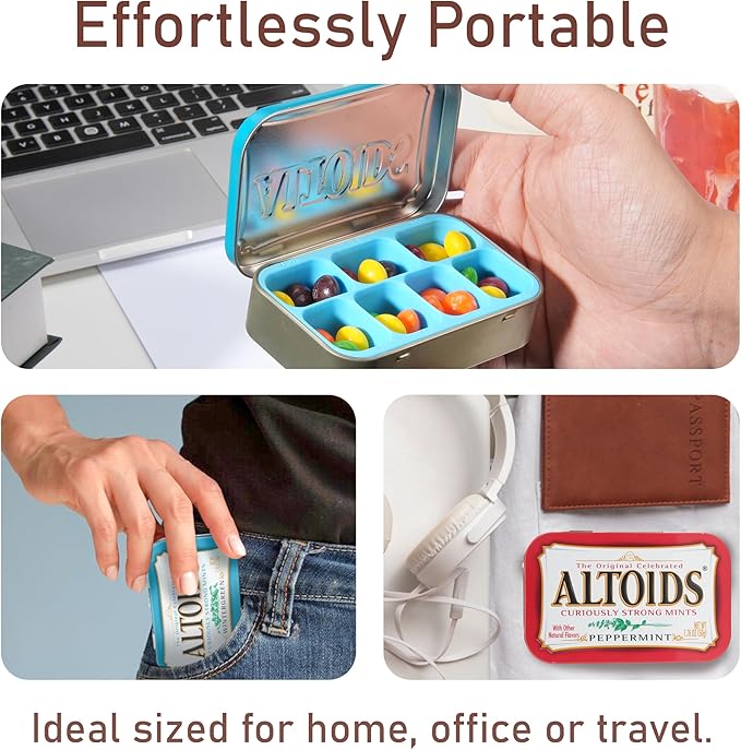 Luvcosy 4 Pack Silicone Tin Organizer Inserts Compatible with Altoids Mint Tins 1.76oz, Food-Safe Tin Divider for Weekly Pills, Candy, Screws, Fishing Gear, Paint Supplies, Jewelry Storage