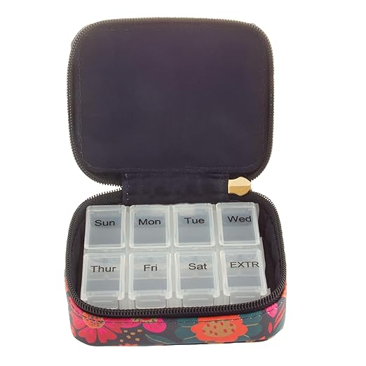 Karma, Travel Pill Case, Weekly Travel Pill Organizer, Removable 8-Compartment Pill Box, Travel Pill Medicine Organizer, Retro Floral