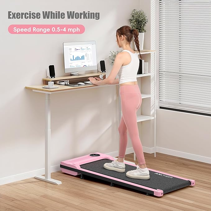 ANCHEER Under Desk Treadmill, Walking Pad Treadmill with Incline, 2.5HP Portable Treadmills for Home 300 lb Capacity, Smart APP Control Jogging Machine with Remote Control, Installation-Free