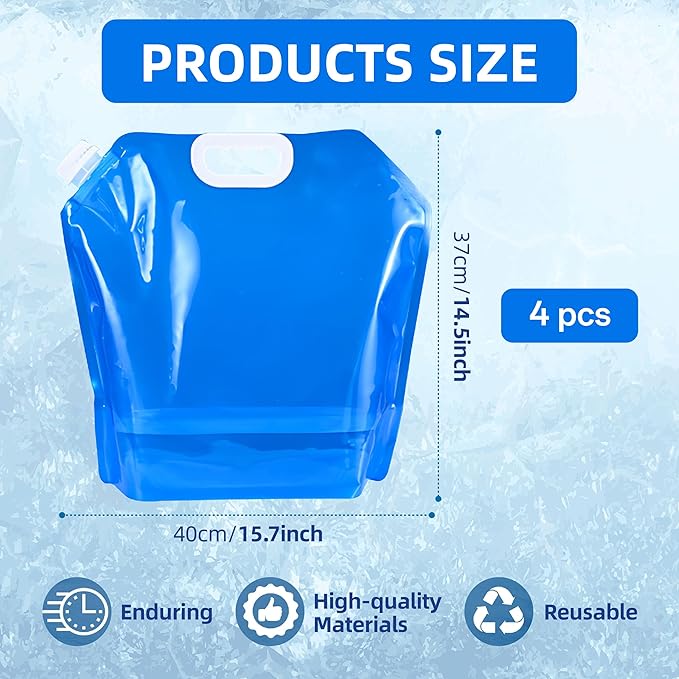 10L Ice Bath Bags Reusable, Cold Plunge Accessories, Portable Bathtub Freezer Bag for Fast Freezing, Large Capacity Leak-Proof Ice Bath at Home, Sport, Camping (4-Pack)