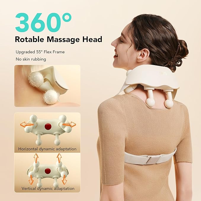 SKG FSA Eligible Cordless Neck Massager for Pain Relief Deep Tissue, Shiatsu Shoulder Massager with Heat, Massage Tools for Trapezius, Lymphatic Drainage, Relaxation Therapy, HSA Items