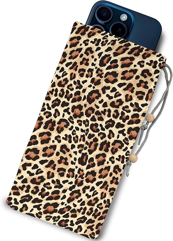 EMF Shield Sleeve for Cell Phone Reduce Signal Anti-EMP Pouch Against Radiation, EMF, 5G, RFID Blocking 4x8 Inch Leopard Phone Sleeve Bags