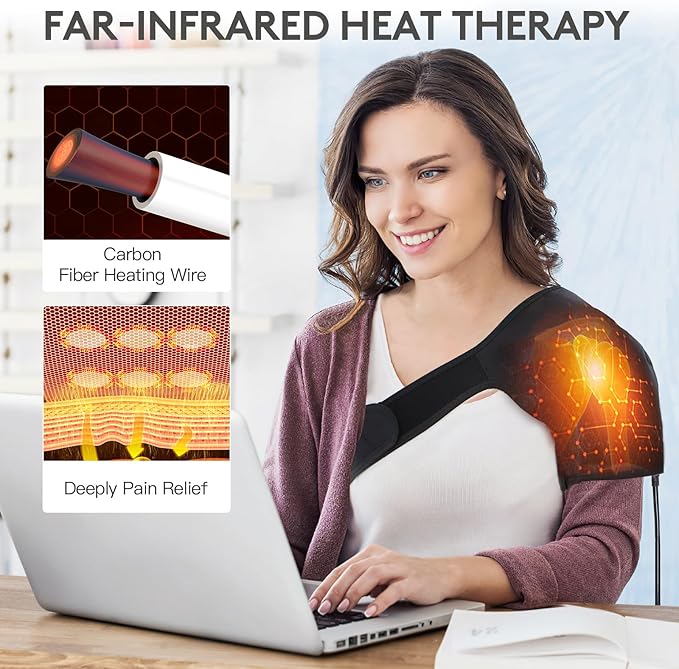 UTK Shoulder Heating Pad for Women, Far Infrared Heating Pads for Shoulder with Natural Jade & Smart Controller - Shoulder Portable Heating Pads for Rotator Cuff Pain