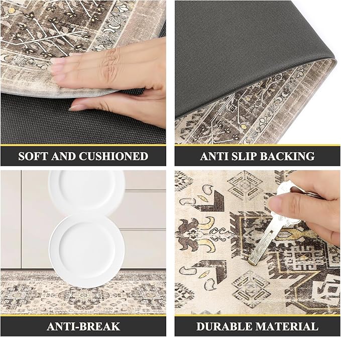 Pauwer Anti Fatigue Kitchen Mat Set of 2 Non Slip Kitchen Mats for Floor Cushioned Kitchen Rugs Comfort Standing Mat Farmhouse Waterproof PVC Foam Kitchen Floor Mat Runner