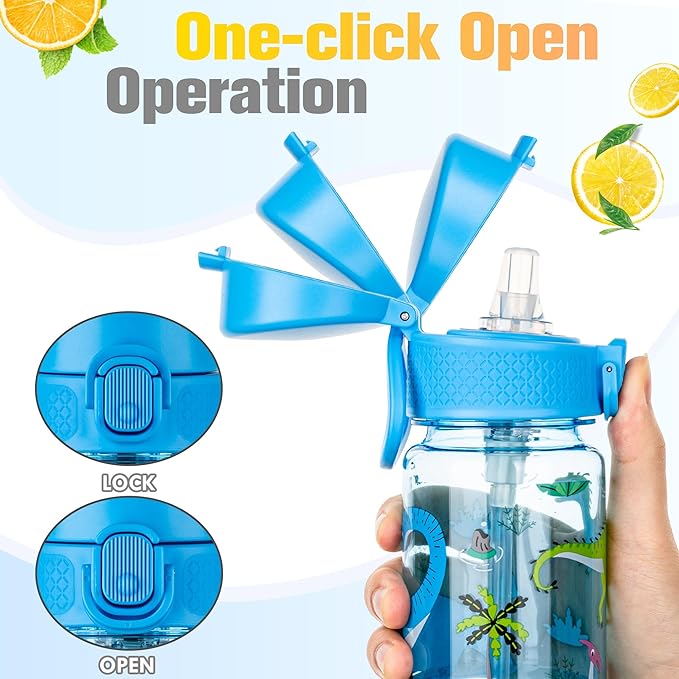 GOPPUS 17oz Kids Water Bottle for School -Straw, Leak-Proof Tritan Sports Bottle Time Marker Reusable for Girls Boys