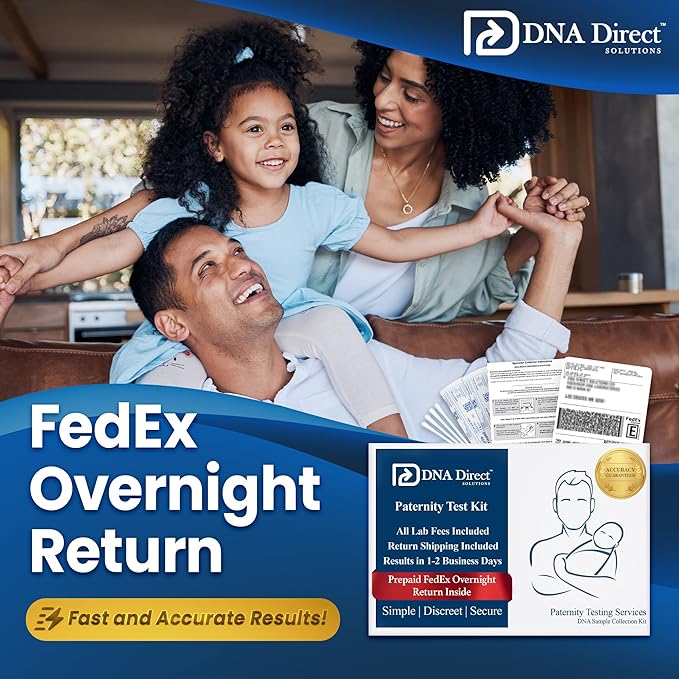 DNA Direct - Reliable At-Home Paternity Test for Child and Father, Fast and Dependable Paternity Test Results in 1-2 Days, All Lab Fees and FedEx Overnight Return Included