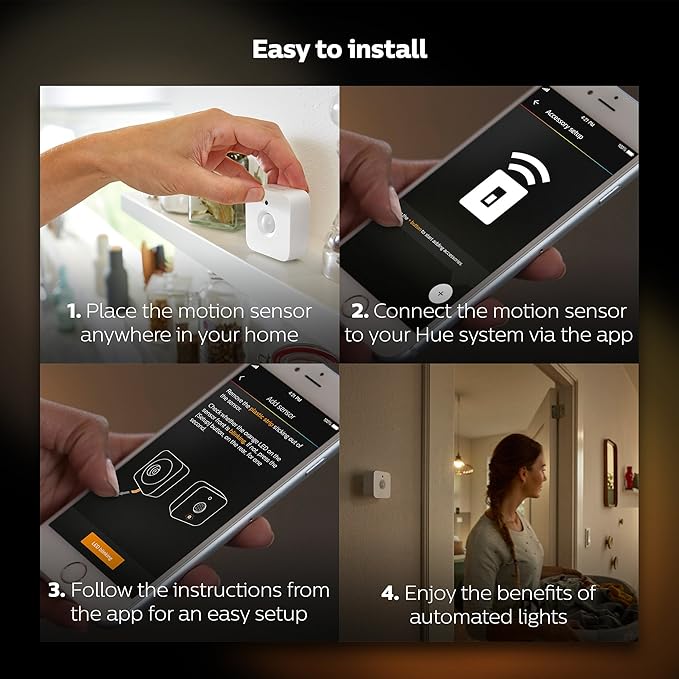 Philips Hue Motion Sensor - Exclusively for Philips Hue Smart Lights - Requires Hue Bridge - Easy No-Wire Installation