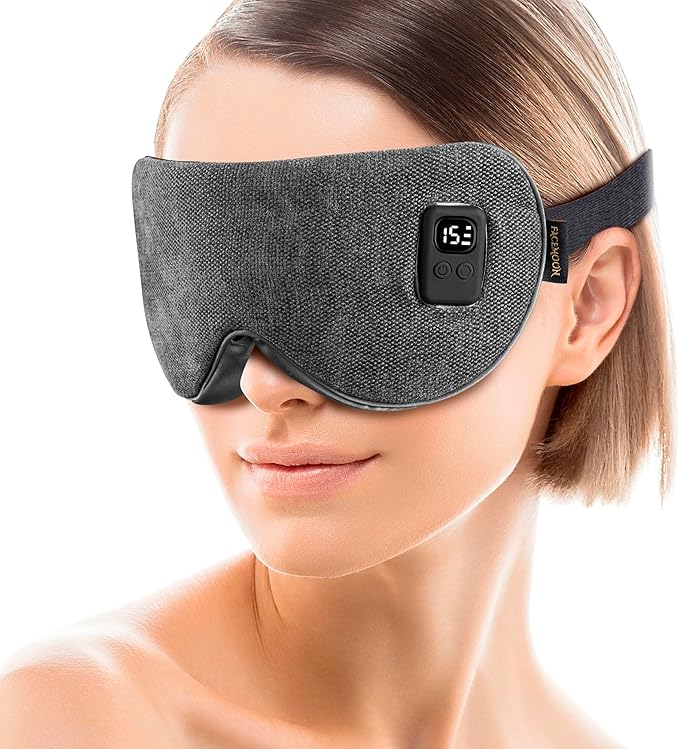 Heated Eye Mask for Dry Eyes: Warm Compress for Digital Tired Eyes, Stye Relief - Cordless, Adjustable Heat & Timer Settings - Airplane/Road Travel, Sleep aid, Office nap Grey