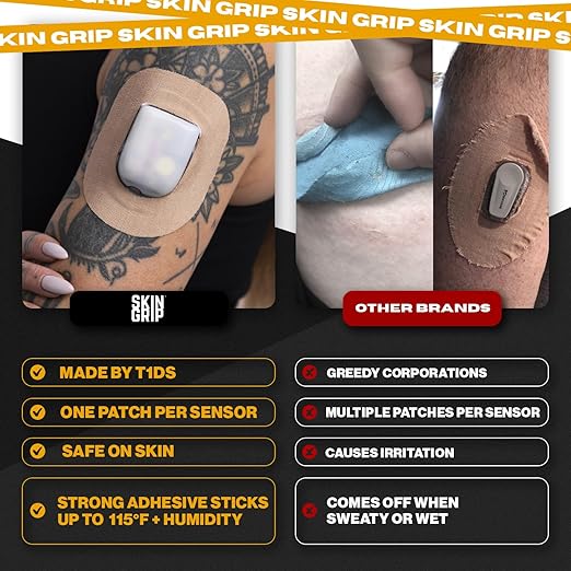 Skin Grip Insulet Omnipod 5 Adhesive Patches Waterproof & Sweatproof (Also Fits Omni pod Dash), Pre-Cut Medical Tape, Ultimate Insulin Pump Protection, Diabetic Sensor Covers, 20-Pack, Tan