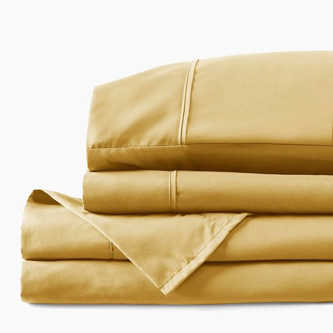 PeachSkinSheets Cooling Bed Sheets for Hot Sleepers - Ultra-Soft Breathable Luxury Microfiber Sheet Set, Moisture-Wicking, Deep Pocket, Oeko-TEX® (King Size, Harvest Gold)