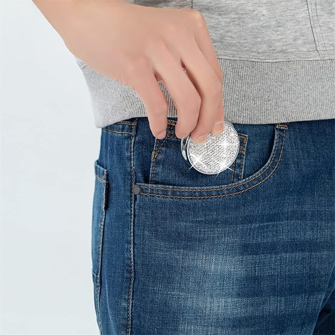 Bling Pill Box, 3 Compartment Medicine Pill Case Holder, Bling Crystal Rhinestones Waterproof Pocket Pill Case ound Medicine Organizer for Vitamin/Fish Oils/Supplement. (Silver)