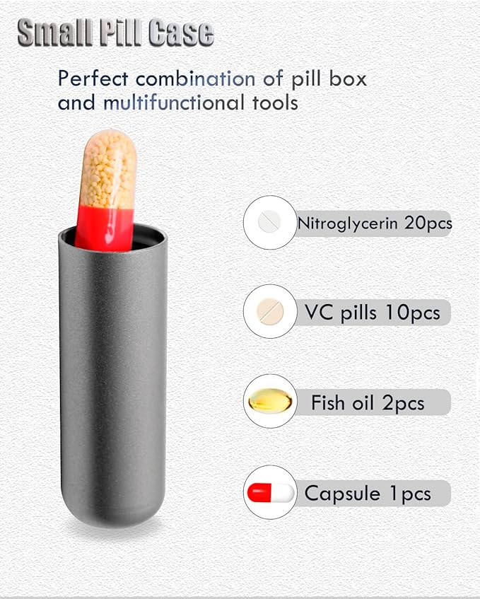 Titanium Small Pill Case, Mini Keychain Pill Holder, EDC Pill Container Portable Pocket Pill Box Organizer for Travel Purse