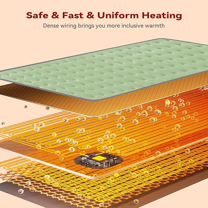 MASVIS Heating Pad for Period Cramps & Back Neck Shoulders Pain Relief, 24"x20" Large Heat Pad with 2-Hour Timer, 6 Heat Levels, Moist Dry Heat Options, Machine Washable, Gifts for Women Mom, Green