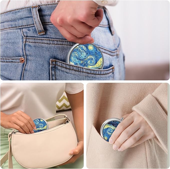 Mini Pill Box, Small Pill Box, Portable Pill Box, Cute Pill Organizer for Vitamins, Medications, Fish Oil and Supplements (Blue Moon)