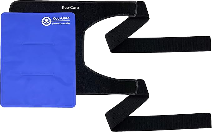 Koo-Care Large Flexible Gel Ice Pack & Neoprene Wrap with Elastic Straps for Hot Cold Therapy - Pain Relief for Shoulder Rotator Cuff Back Hip Entire Knee - 11" x 14"