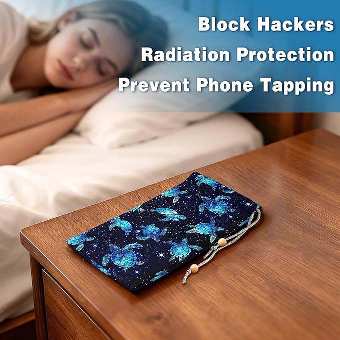 EMF Shield Sleeve for Cell Phone Reduce Signal Anti-EMP Pouch Against Radiation, EMF, 5G, RFID Blocking 4x8 Inch Sea Turtle-Blue Phone Sleeve Bags