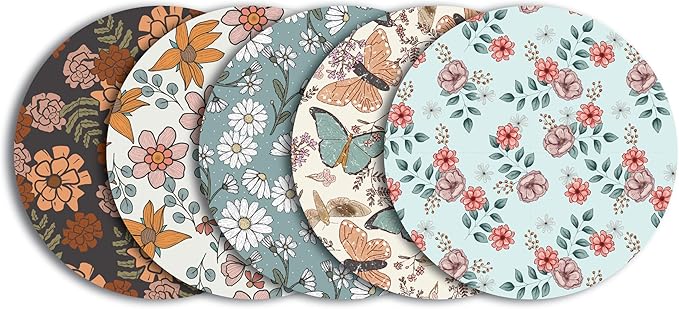 Glucomart Adhesive Patches for Freestyle Libre 3, Lingo, Instinct, Dexcom G7 & Stelo (5 Count) – Strong CGM Patches, Waterproof & Sweatproof, 15-Day+ Hypoallergenic Overpatch (Retro Floral)