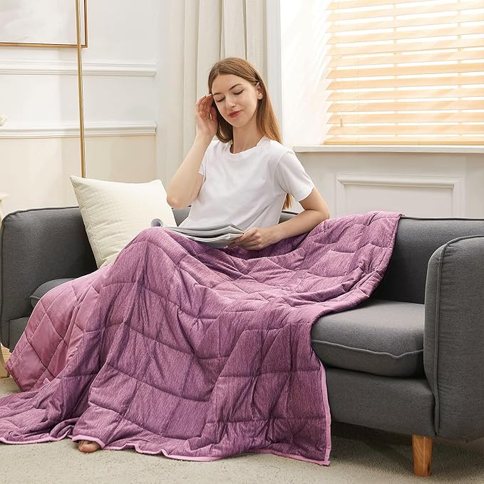 Weighted Blanket Queen Size 10 Pounds, Cooling Blanket for Adult Hot Sleepers, Soft Bed Blanket Universal to All Seasons, 60''x80'' 10 LBS, Pink