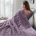 20lbs Weighted Blanket for Adults, Thick Fuzzy Jacquard Sherpa Weighted Blanket Queen Size with Ceramic Beads, Soft Cozy Sofa Bed Blanket for Calming and Relaxing, Purple, 60 x 80 inches