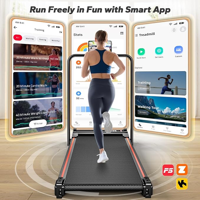 Walking Pad with Handle Bar Dual-Side Under Desk Treadmill for Home Small with Foot Massage 3.0HP Portable Treadmill Compact Treadmill with APP, Remote Control, LED Display, 350 lb Capacity