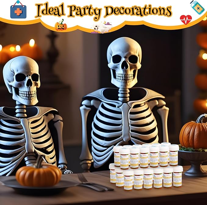 50 Set Nursing Halloween Party Supplies 50 Empty Pill Bottles with Caps Plastic Medicine Containers with 50 Sticky Label Pill Vial for Nurse Party Favors Serve(13 Dram)
