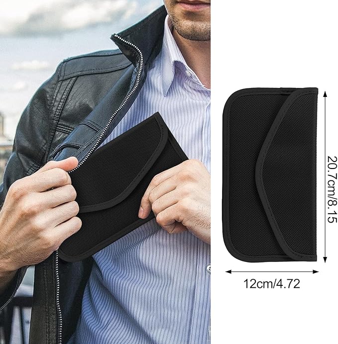 ONEVER Faraday Bags for Car Keys and Cell Phone, RFID Signal Blocking Key Pouch Wallet Anti-Tracking Anti Theft Car Protection Signal Jammer WiFi GSM LTE NFC RFID GPS Blocker