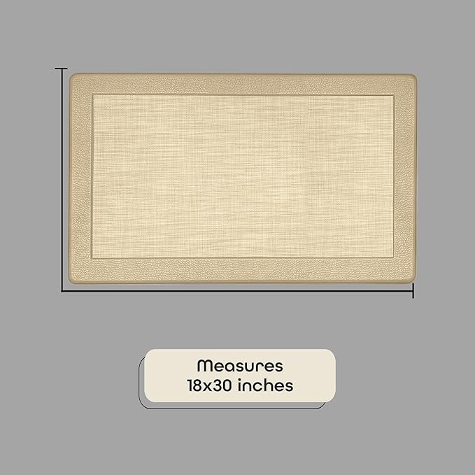 Anti-Fatigue Floor Comfort Mat - 18 x 30 Inch (Clarke Tan) - Non-Slip Kitchen Mats for Floor - Easy to Clean Cushioned Standing Mat for Bathroom & Office Desk - Achim Home Décor
