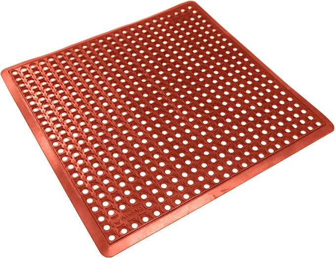 Rhino Mats, B-Series Anti-Fatigue Drain-Thru, Grease Proof, Non-Slip Drainage Floor Mat for Restaurant, Kitchen, Pool, Car Wash, Lab, Gyms, Workplace, Docks or Anywhere (Terra Cotta, 3' x 3' x 3/4")