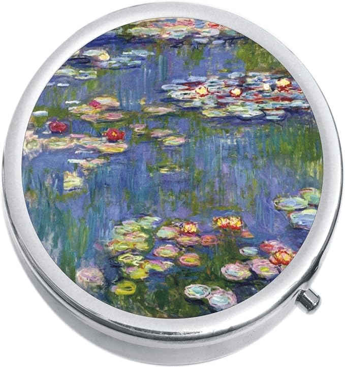 Monet Lilies Medicine Vitamin Compact Pill Box