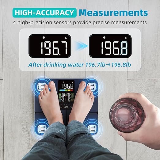 Lepulse No APP Body Fat Scale 500lb Smart Bathroom Scale with 5.44'' Large Backlit Display 8 Body Composition Analyzer, Most Accurate Digital Weight Scale for BMI Body Fat Muscle Mass