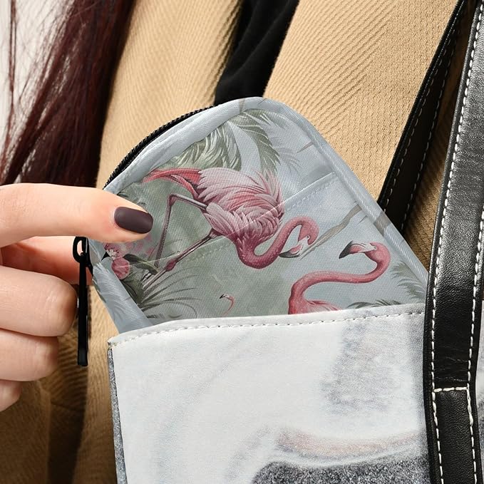 Fustylead Retro Pink Flamingo in Tropical Forest Travel Pill Organizer Bag with Zipper Small Pill Box 7 Day Pill Case for Purse Storage Weekly Vitamin Medicine Supplement