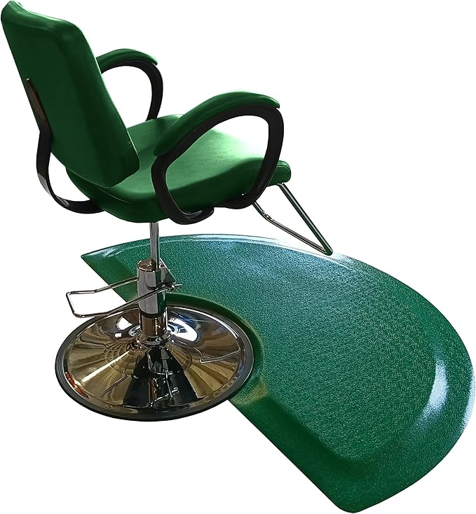 Rhino Mats, Rhino Hide Salon Mat, Non-Slip Standing Cushioned Comfort Anti-Fatigue Mat for Salon, Barbershop, or Spa (Green, Semi-Circle 3' x 3.5' x 1/2")