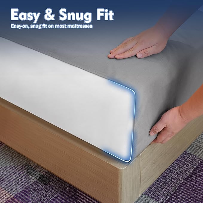 Grounding Sheet for Bed 90% Organic Cotton+10% Pure Silver Fiber, Grounding Fitted Sheets for All Mattress Sizes, with Static grounding Cord and Test Pen (Gray, 105.1 * 23.1inch)