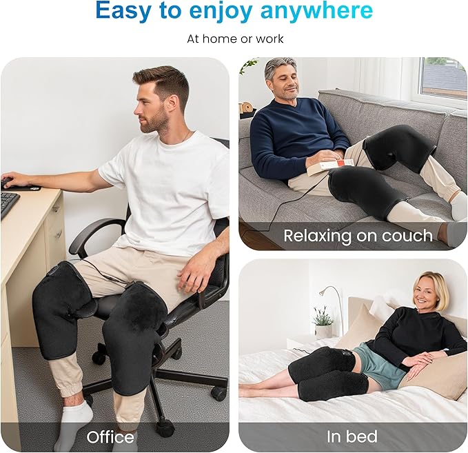 COMFIER Heated Knee Massager with Heat & Vibration, Graphene Knee Heating Pad Wrap, Adjustable Wearable Knee Brace,Electric Knee Warmer for Men Women Seniors