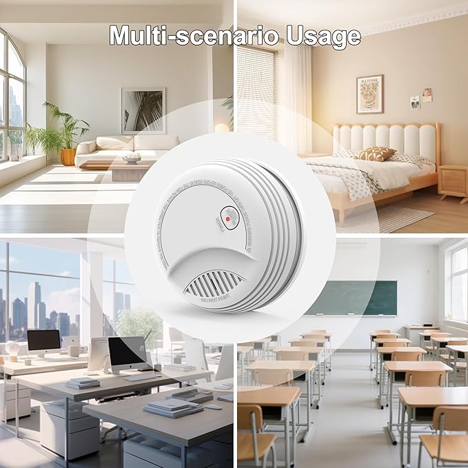 Fire Alarms Smoke Detectors, Photoelectric Sensor Smoke Alarm Battery Operated, Fire Alarm with Test Button & Low Battery Signal, LED Warning Light 85 dB Alarm Sound for Bedroom and Home, 4 Pack