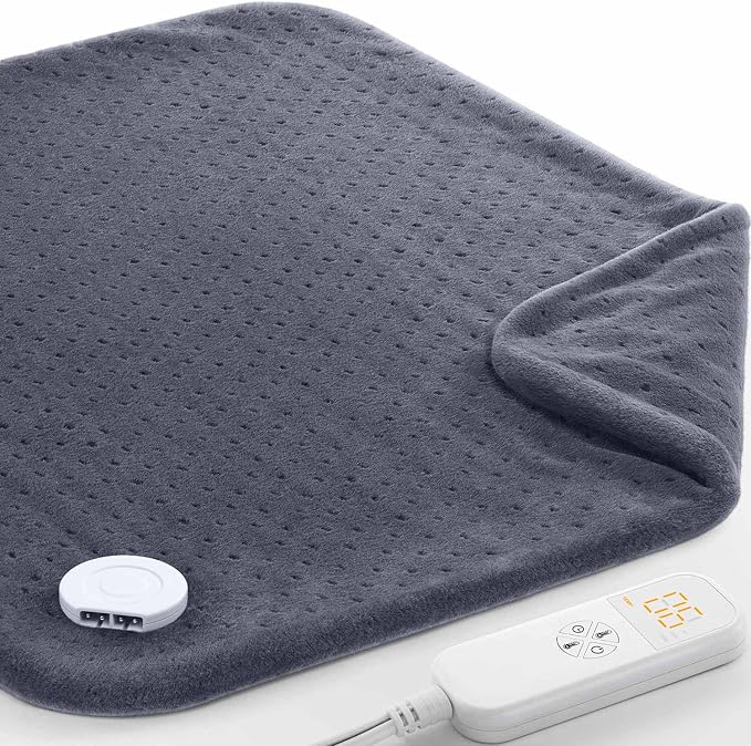 Heating Pad for Back Pain & Cramps, 24"x 20" Electric Heating Pad for Shoulder, Neck, Cramp, Menstrual Pain, Christmas Gifts for Women Men Mom Dad, Auto-Off, Machine Washable, Moist/Dry Heat pad, Gray
