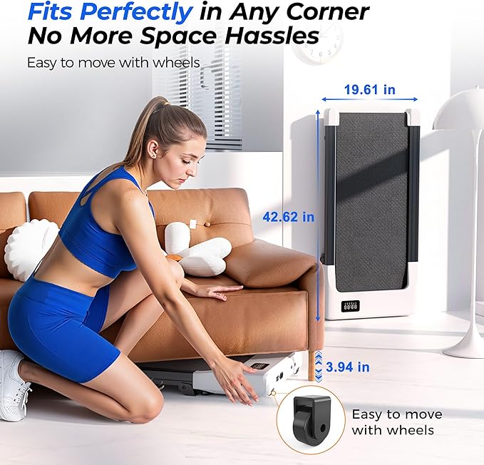 SupeRun Walking Pad with Incline, Under Desk Treadmill, 3 in 1 Portable Treadmills for Home with Remote Control LED Display, 2.5 HP Quiet Mini Treadmill for Office Home Use, 300 Lbs Capacity