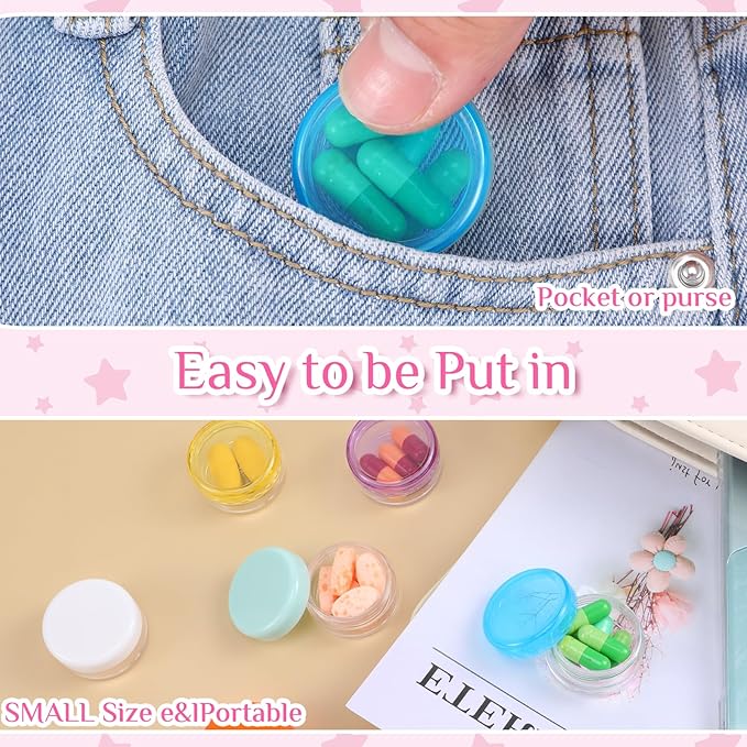 Small Pill Organizer Box, 8 Pcs Travel Pill Case Holder Portable Daily Mini Pill Container BPA Free Pocket Pills Medicines Storage Container for Pocket Purse Briefcase Medicine Storage Box
