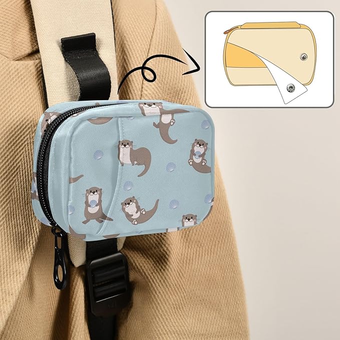 Pill Box Sea Otters 7 Day Pill Case Travel Pill Organizer Bag with Zipper Portable Weekly Vitamin Medicine Supplement Holder Pouch Bag