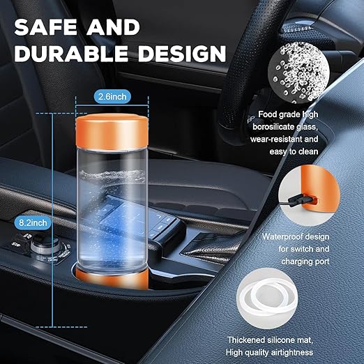 Hydrogen Water Bottle Generator with SPE/PEM–Portable Molecular Hydrogen Rich Water Machine, Rechargeable,5000 ppb,LED Timer for Home, Office, Travel, Sports,Birthday & Christmas Gift