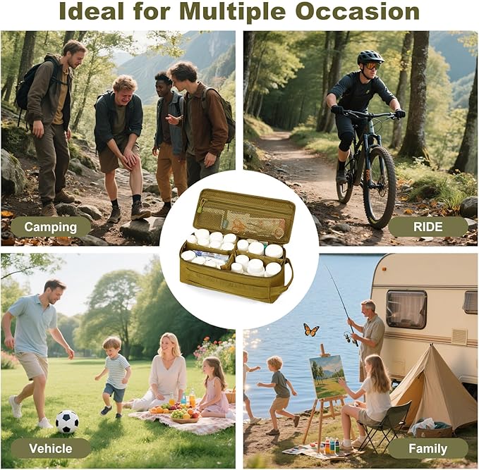 First Aid Bag Empty Pill Box Organizer,Tactical Medical Bag Case,Portable EDC Travel Medicine Pill Bottle Organizer (Brown)