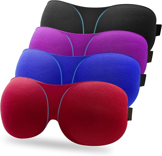 SkiBeaut Eye Sleep Mask for Side Sleeper, 4 Pack Night Blindfold Light Blocking 3D Sleeping Eye Masks for Men Women