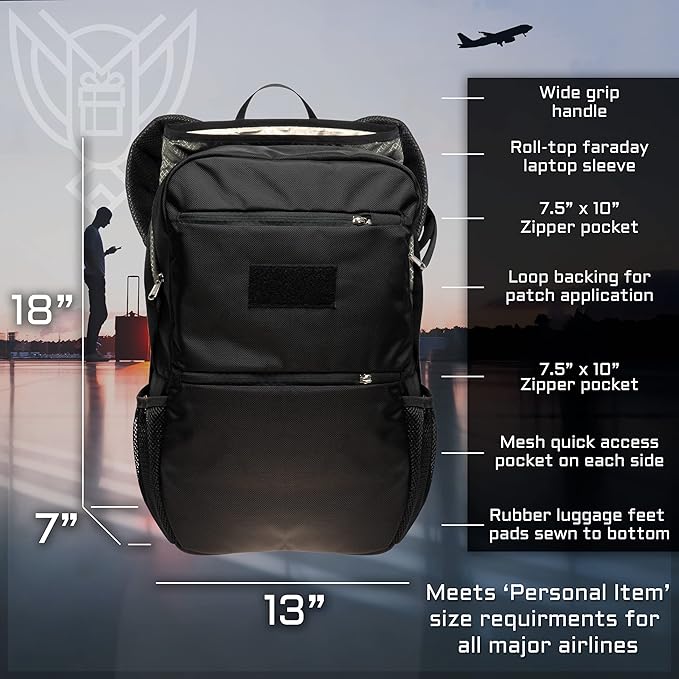 Xtreme Sight Line ~ Xecutive Transport Faraday Backpack/Small LITE Faraday Bag Combo ~ Shoulder Strap Included ~ Tracking/Hacking Defense ~ Stone