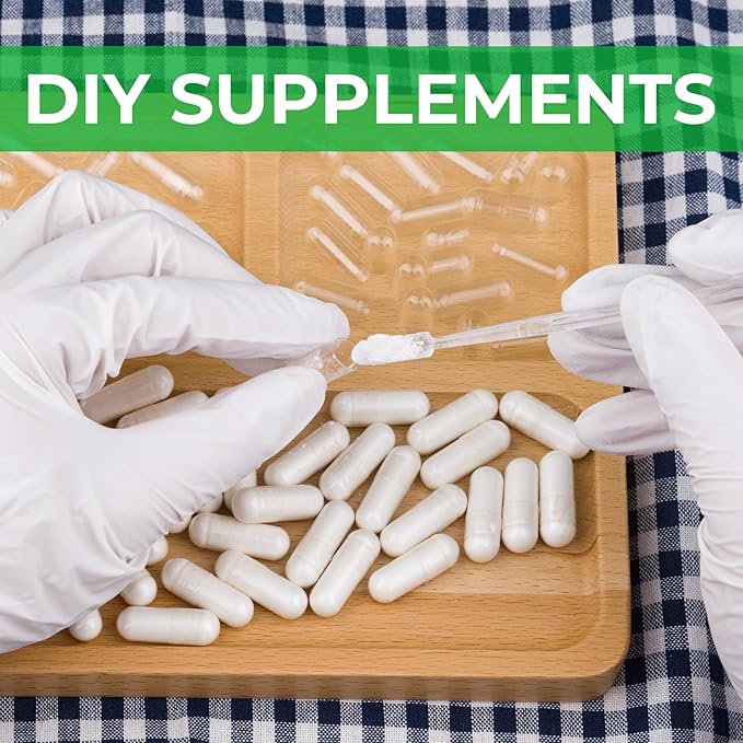 Size 1 Empty Capsules Vegan Plant Based Clear (1,000 Count) Gluten Free, Non-GMO, Halal Certified Pill Caps Filling Kit with 2 Spoons for Vegetarian DIY Your Own Supplements