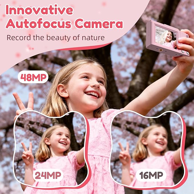 Digital Camera, FHD 4K Digital Point and Shoot Camera with 16X Zoom Anti Shake, 48MP Compact Small Camera with 32GB Card for Boys Girls Kids