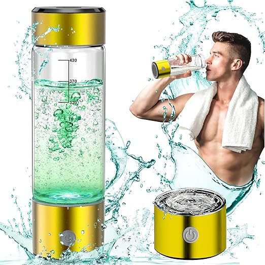Hydrogen Water Bottle, 3Min 2200PPB Rapid Hydrogen Water Generator -SPE PEM Tech, 14OZ Portable Hydro Water Machine, Health Care Gifts for Husband, Wife, Family, Friends, Travel